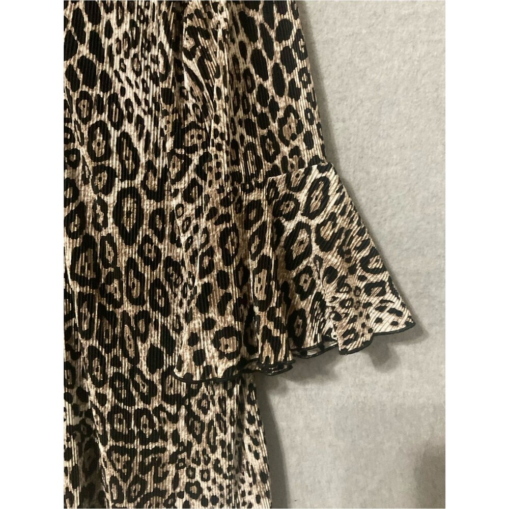 Princess Cruises Leopard Print V-Neck Bell Sleeve Women's Top - Tan/Black Sz S - Picture 6 of 11